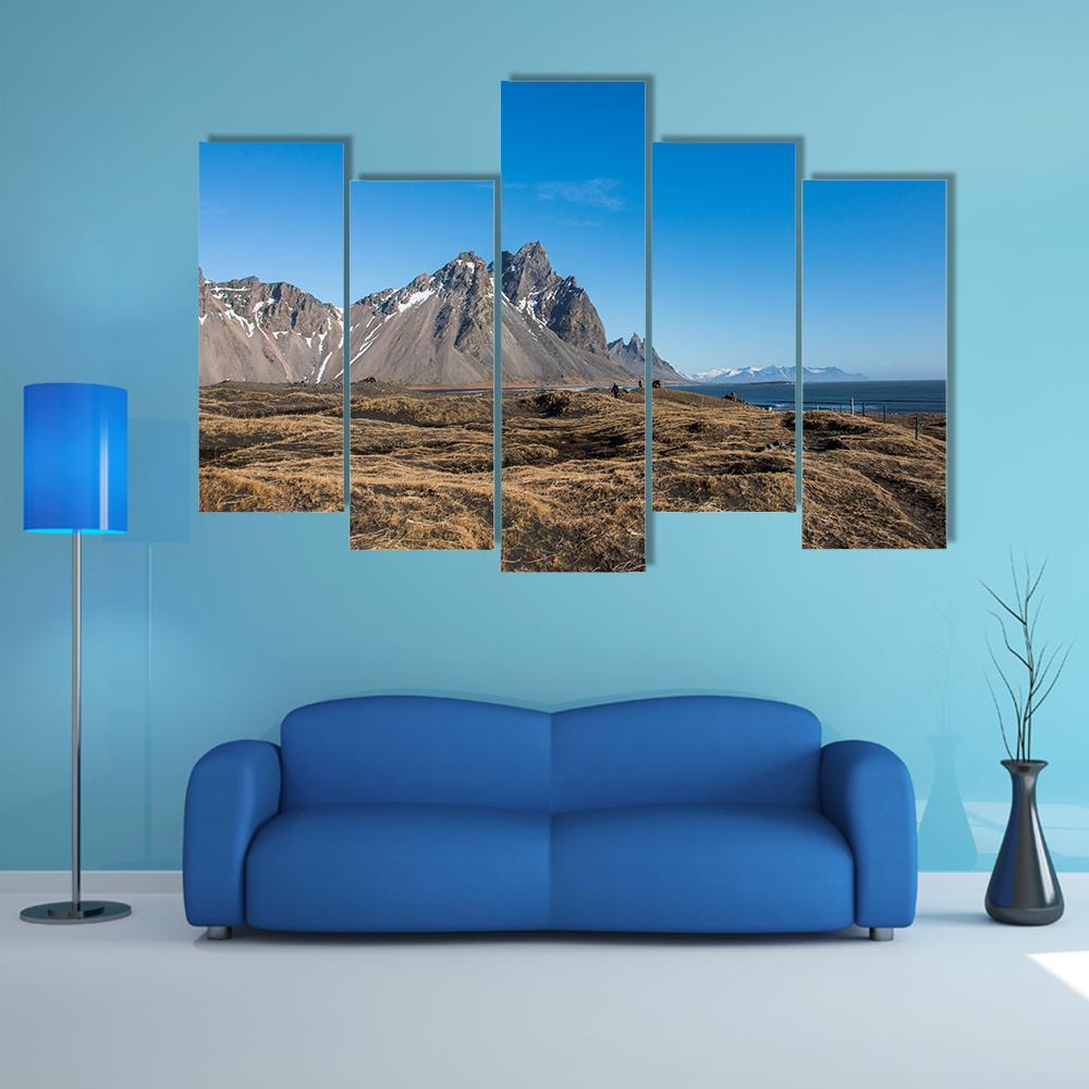 Mountain Landscape Iceland Canvas Wall Art-5 Pop-Gallery Wrap-47" x 32"-Tiaracle