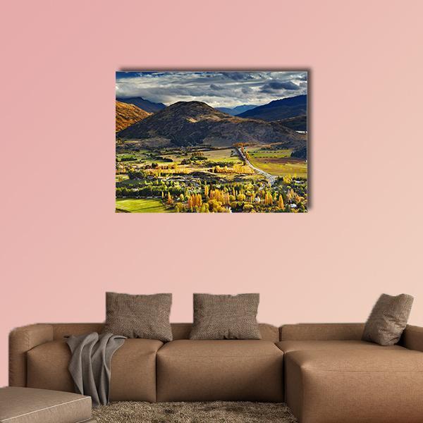 Mountain Landscape Queenstown Canvas Wall Art-1 Piece-Gallery Wrap-48" x 32"-Tiaracle
