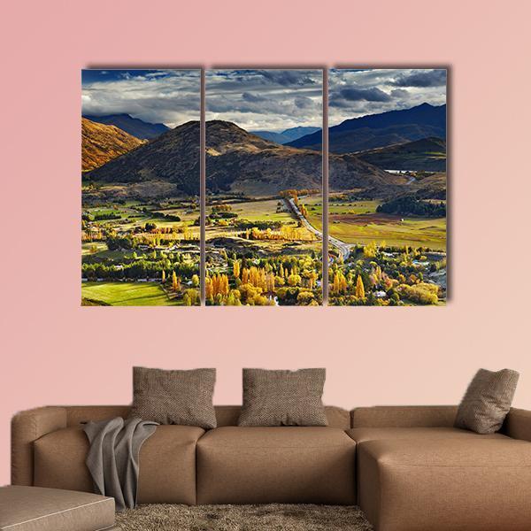 Mountain Landscape Queenstown Canvas Wall Art-3 Horizontal-Gallery Wrap-37" x 24"-Tiaracle