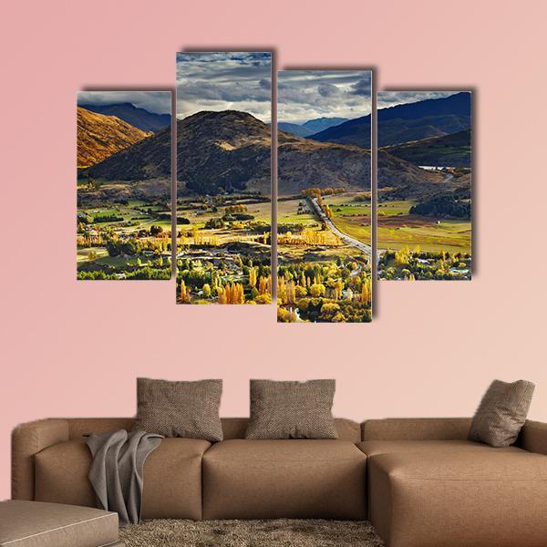 Mountain Landscape Queenstown Canvas Wall Art-4 Pop-Gallery Wrap-50" x 32"-Tiaracle