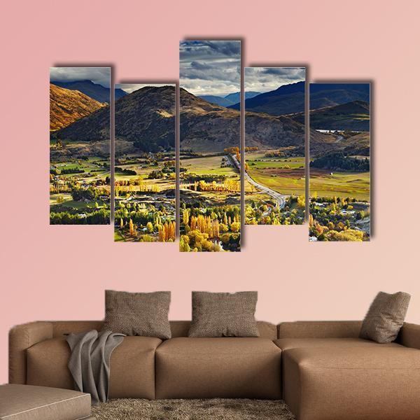 Mountain Landscape Queenstown Canvas Wall Art-5 Pop-Gallery Wrap-47" x 32"-Tiaracle