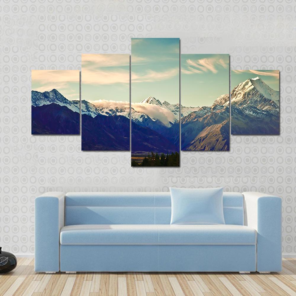 Mount Cook National Park Canvas Wall Art-5 Star-Gallery Wrap-62" x 32"-Tiaracle