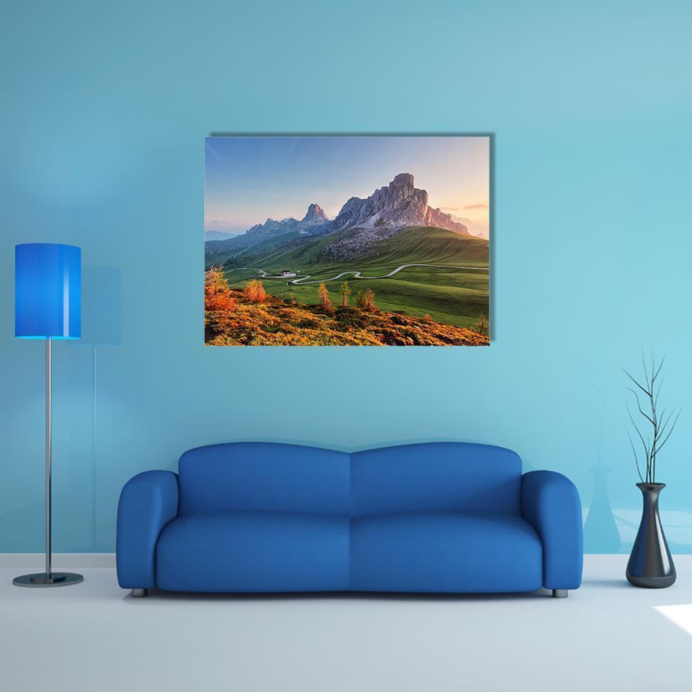 Mountain Landscape With Dolomites Canvas Wall Art-1 Piece-Gallery Wrap-48" x 32"-Tiaracle