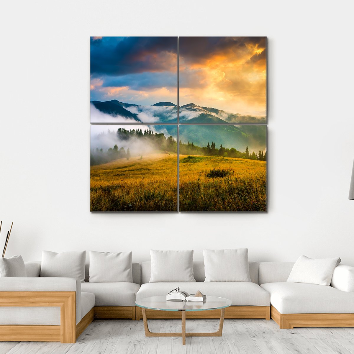 Amazing Mountain Landscape Canvas Wall Art-4 Square-Gallery Wrap-17" x 17"-Tiaracle