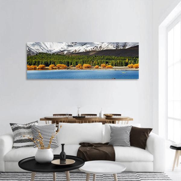 Mountain With Lake Tekapo Panoramic Canvas Wall Art-1 Piece-36" x 12"-Tiaracle