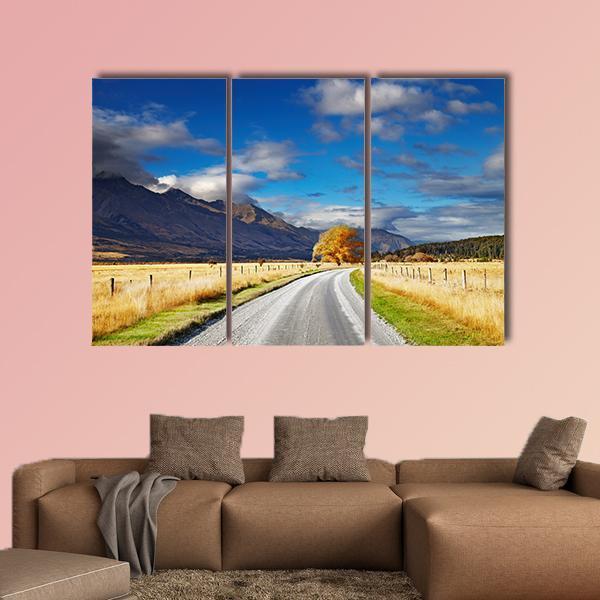 Mountain Road Under Clouds Canvas Wall Art-3 Horizontal-Gallery Wrap-37&quot; x 24&quot;-Tiaracle