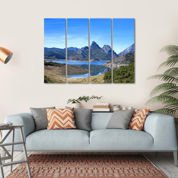 Mountain Landscape With Small Lake In Spain Canvas Wall Art-4 Horizontal-Gallery Wrap-34" x 24"-Tiaracle