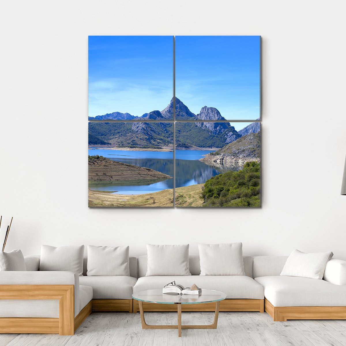 Mountain Landscape With Small Lake In Spain Canvas Wall Art-4 Square-Gallery Wrap-17" x 17"-Tiaracle