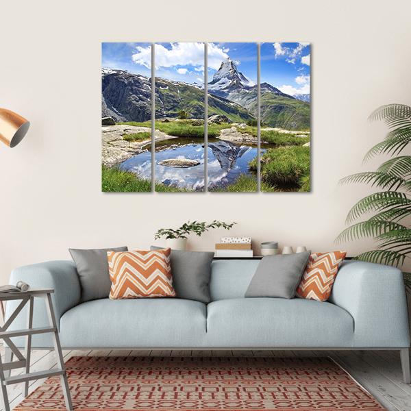 Stellisee Lake Switzerland Canvas Wall Art-4 Horizontal-Gallery Wrap-34" x 24"-Tiaracle