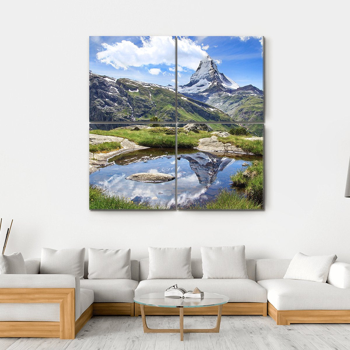 Stellisee Lake Switzerland Canvas Wall Art-4 Square-Gallery Wrap-17" x 17"-Tiaracle