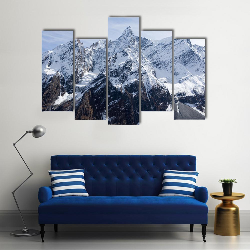 Mountain Manaslu Vicinities Canvas Wall Art-5 Pop-Gallery Wrap-47" x 32"-Tiaracle