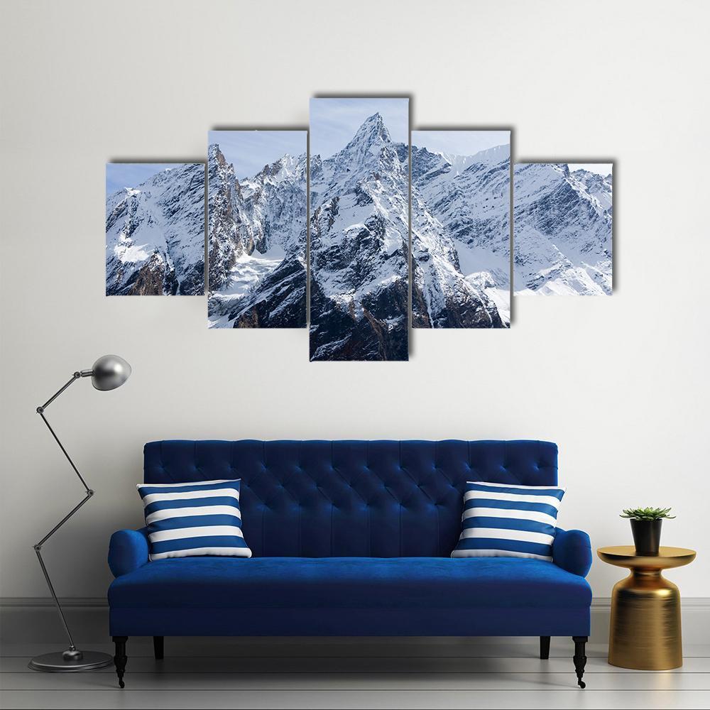 Mountain Manaslu Vicinities Canvas Wall Art-5 Star-Gallery Wrap-62" x 32"-Tiaracle