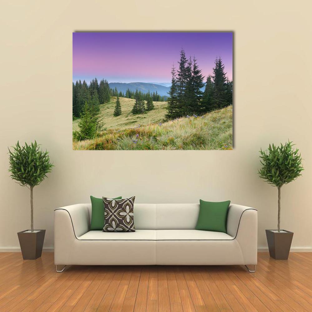Mountain Morning Canvas Wall Art-1 Piece-Gallery Wrap-36" x 24"-Tiaracle