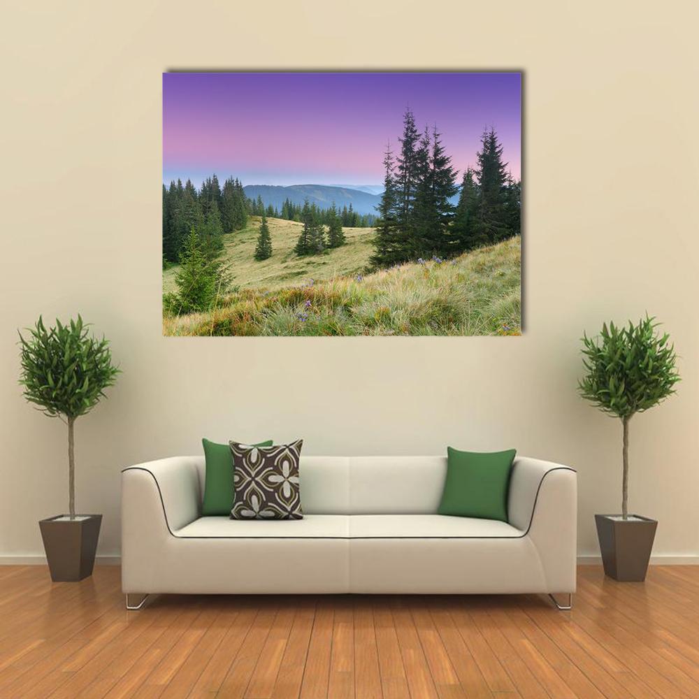 Mountain Morning Canvas Wall Art-4 Horizontal-Gallery Wrap-34" x 24"-Tiaracle