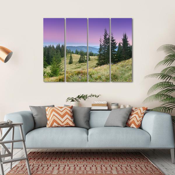 Mountain Morning Canvas Wall Art-4 Horizontal-Gallery Wrap-34" x 24"-Tiaracle