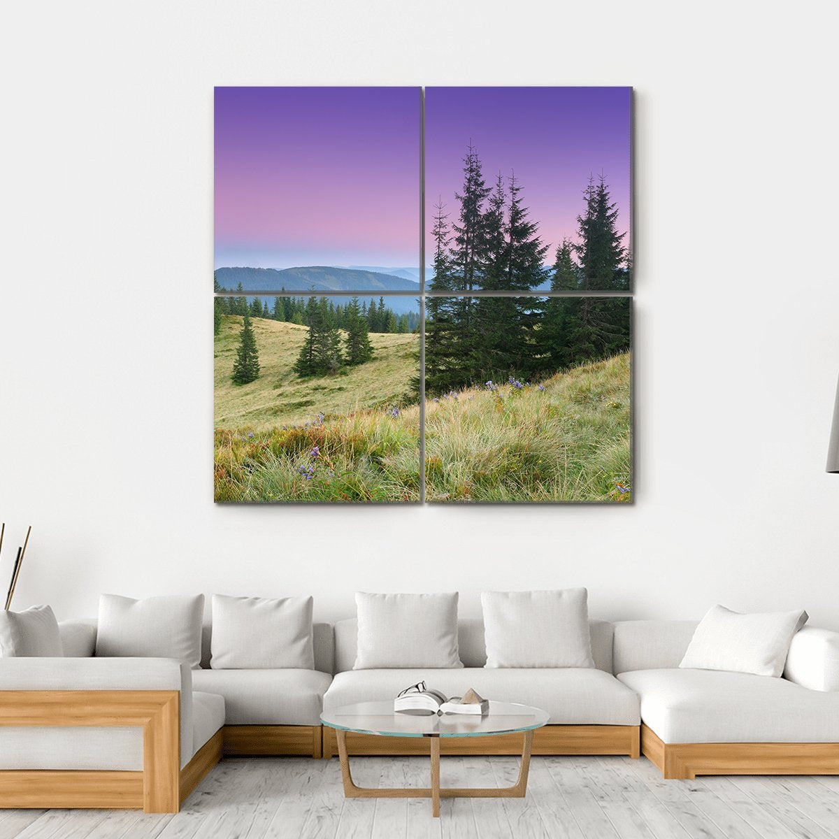 Mountain Morning Canvas Wall Art-4 Square-Gallery Wrap-17" x 17"-Tiaracle