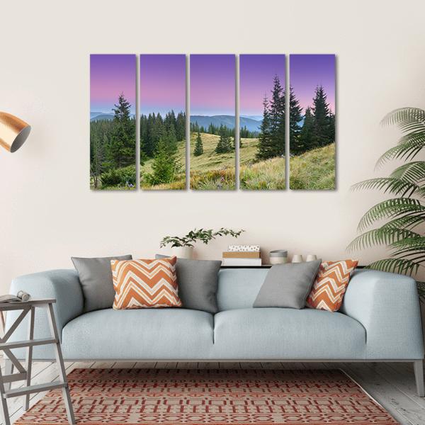 Mountain Morning Canvas Wall Art-5 Horizontal-Gallery Wrap-22" x 12"-Tiaracle