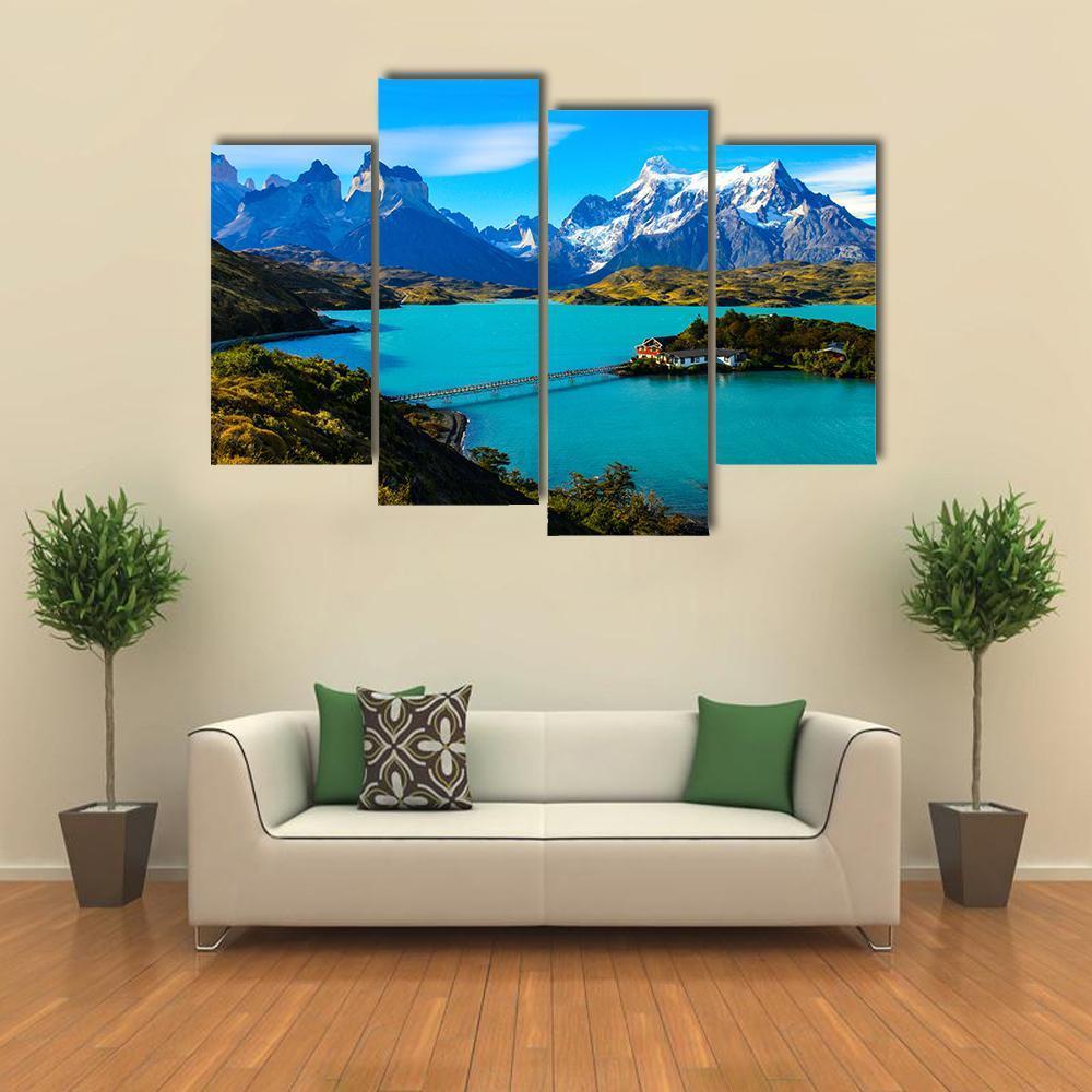 Lake Under Mountains Iceland Canvas Wall Art-4 Pop-Gallery Wrap-50" x 32"-Tiaracle