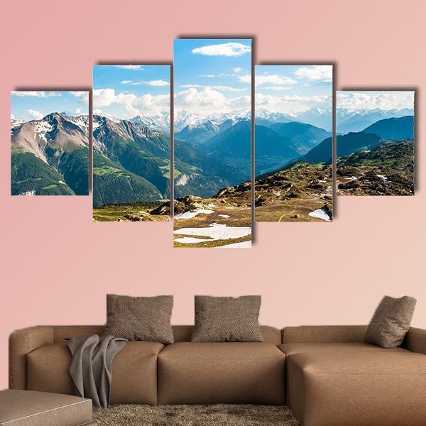 Mountain Panorama Canvas Wall Art-5 Star-Gallery Wrap-62" x 32"-Tiaracle