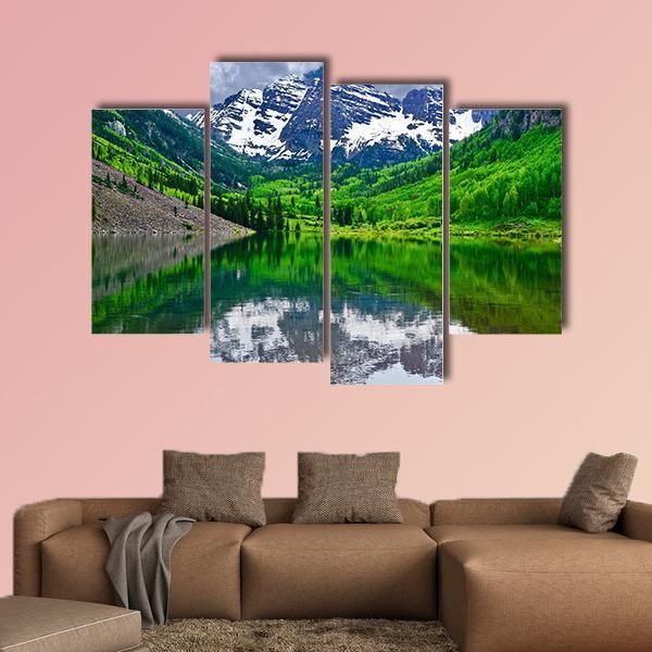 Maroon Bells Near Aspen Canvas Wall Art-4 Pop-Gallery Wrap-50" x 32"-Tiaracle