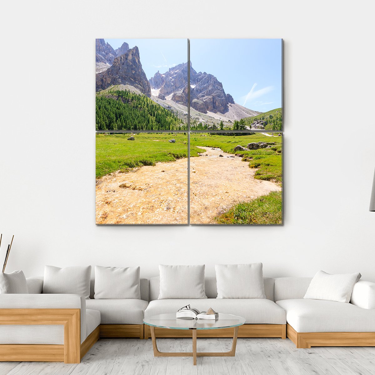 Mountain Peaks View Canvas Wall Art-4 Square-Gallery Wrap-17" x 17"-Tiaracle