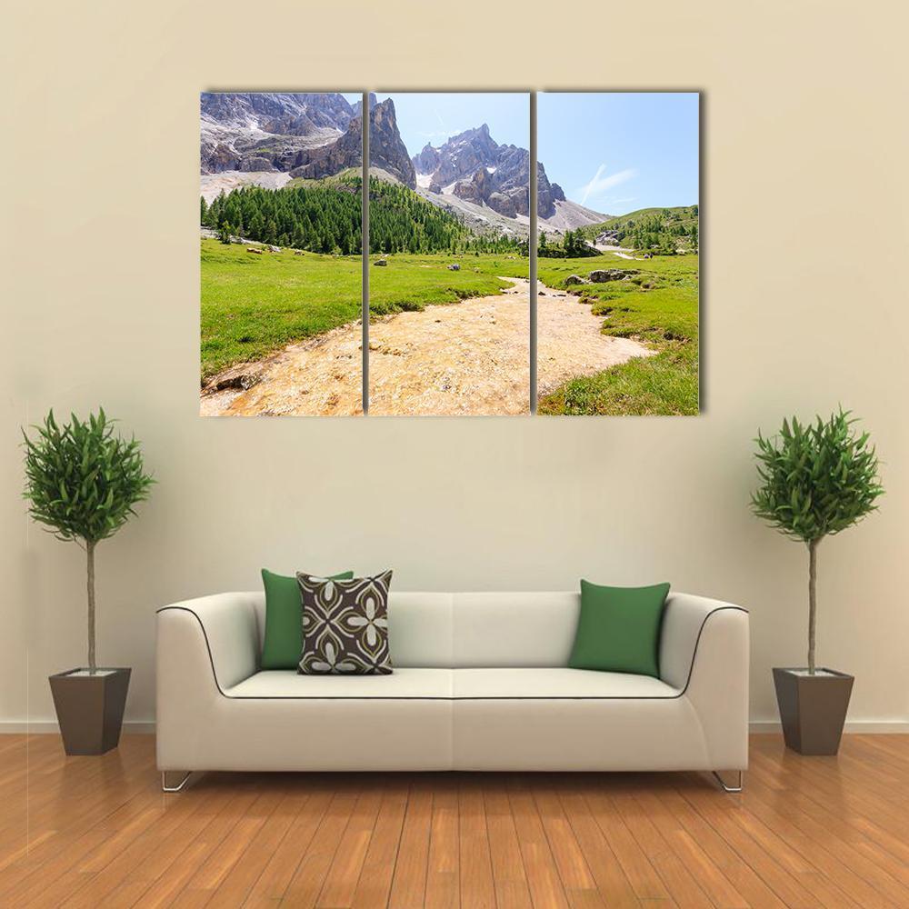 Mountain Peaks View Canvas Wall Art-3 Horizontal-Gallery Wrap-37" x 24"-Tiaracle