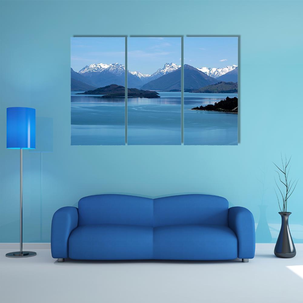Mountain &amp; Lake Wakatipu Canvas Wall Art-3 Horizontal-Gallery Wrap-37" x 24"-Tiaracle