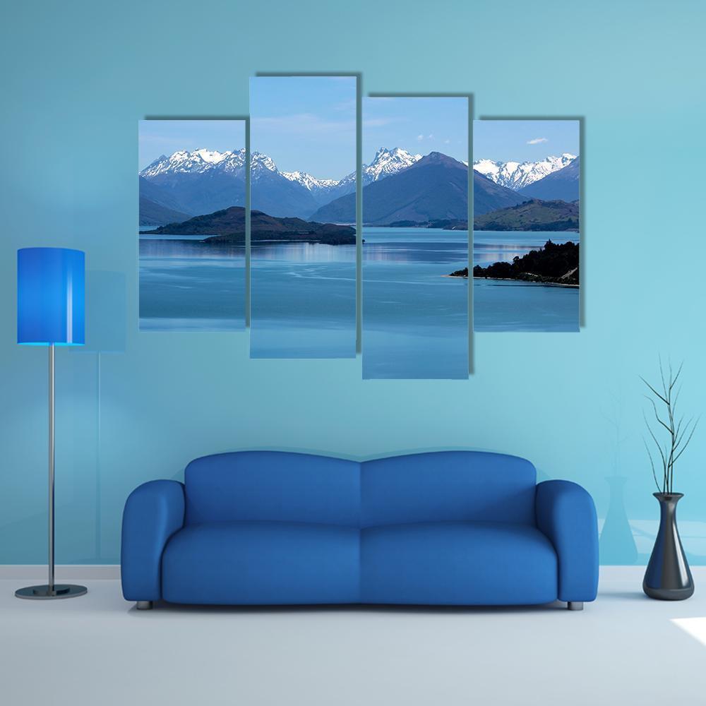 Mountain &amp; Lake Wakatipu Canvas Wall Art-4 Pop-Gallery Wrap-50" x 32"-Tiaracle