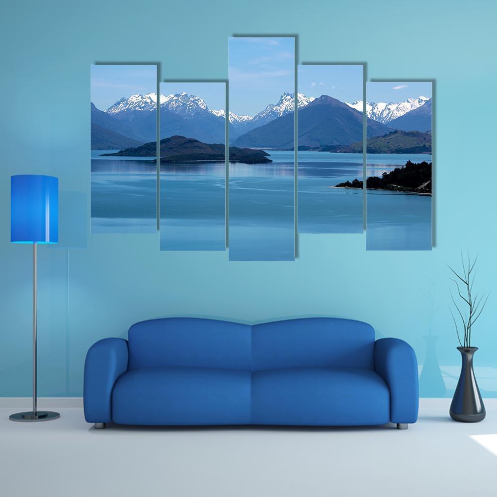 Mountain &amp; Lake Wakatipu Canvas Wall Art-5 Pop-Gallery Wrap-47" x 32"-Tiaracle