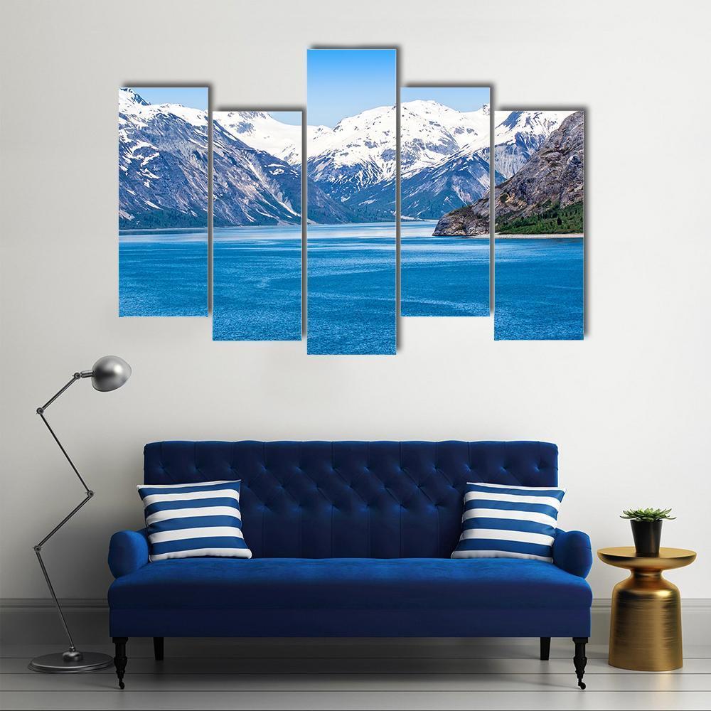 Mountain & Ocean Water Canvas Wall Art-5 Pop-Gallery Wrap-47" x 32"-Tiaracle