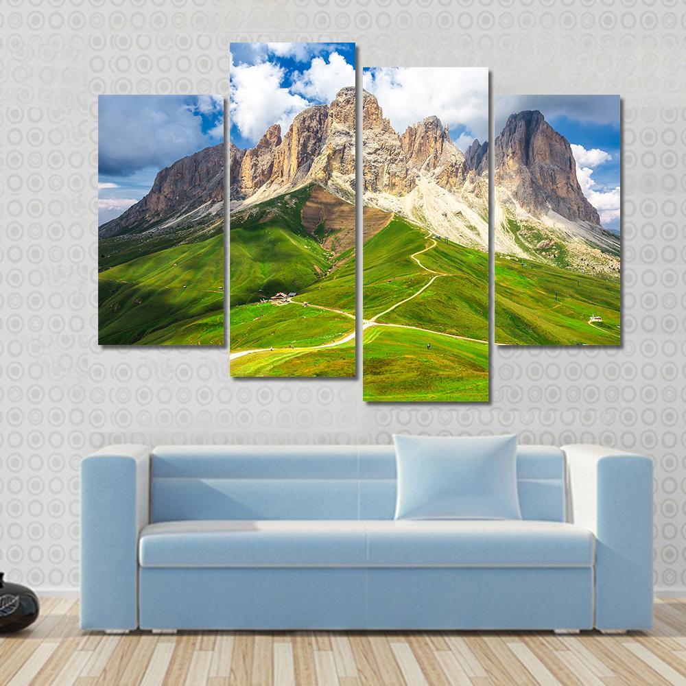 Mountain Range Landscape Canvas Wall Art-4 Pop-Gallery Wrap-50" x 32"-Tiaracle