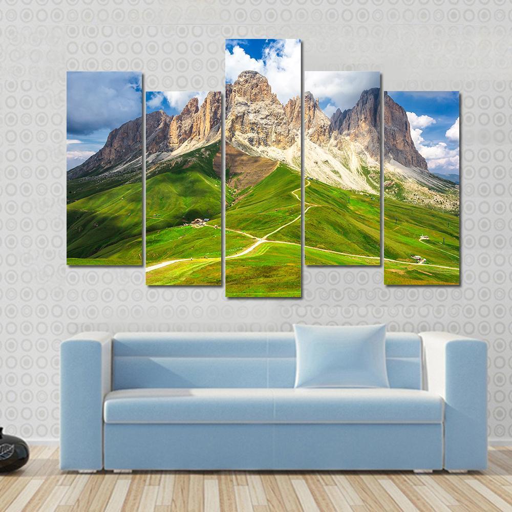 Mountain Range Landscape Canvas Wall Art-5 Pop-Gallery Wrap-47" x 32"-Tiaracle