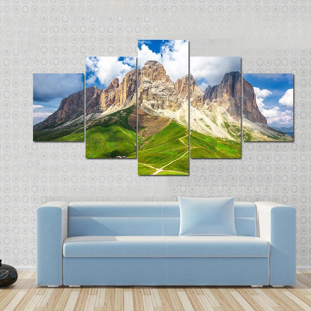 Mountain Range Landscape Canvas Wall Art-5 Star-Gallery Wrap-62" x 32"-Tiaracle