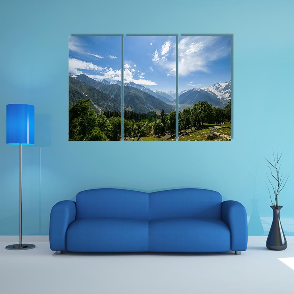Mountain Range With Forest Canvas Wall Art-3 Horizontal-Gallery Wrap-37" x 24"-Tiaracle