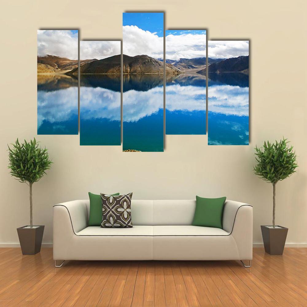 Pangong Tso Lake Canvas Wall Art-5 Pop-Gallery Wrap-47" x 32"-Tiaracle