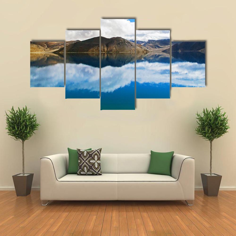 Pangong Tso Lake Canvas Wall Art-5 Star-Gallery Wrap-62" x 32"-Tiaracle