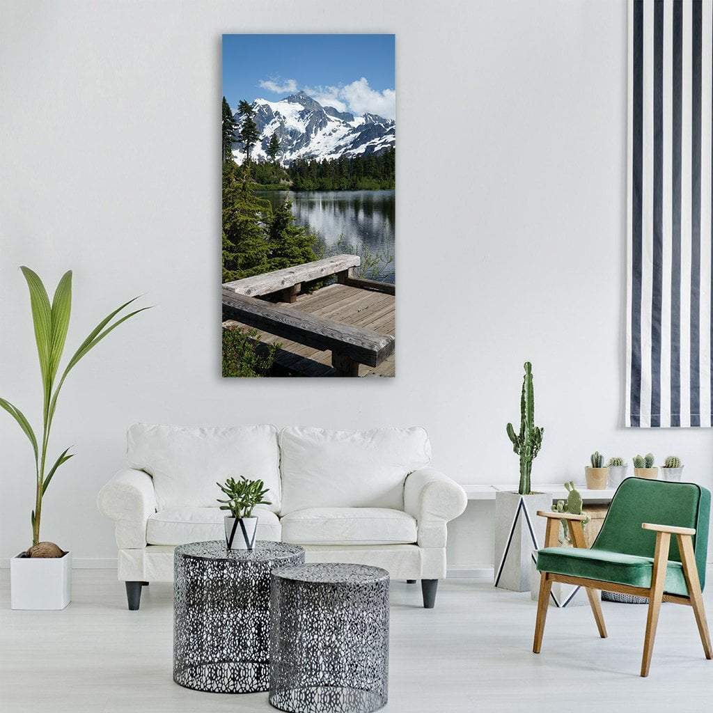 Mountain Reflection On Lake Vertical Canvas Wall Art-1 Vertical-Gallery Wrap-12" x 24"-Tiaracle