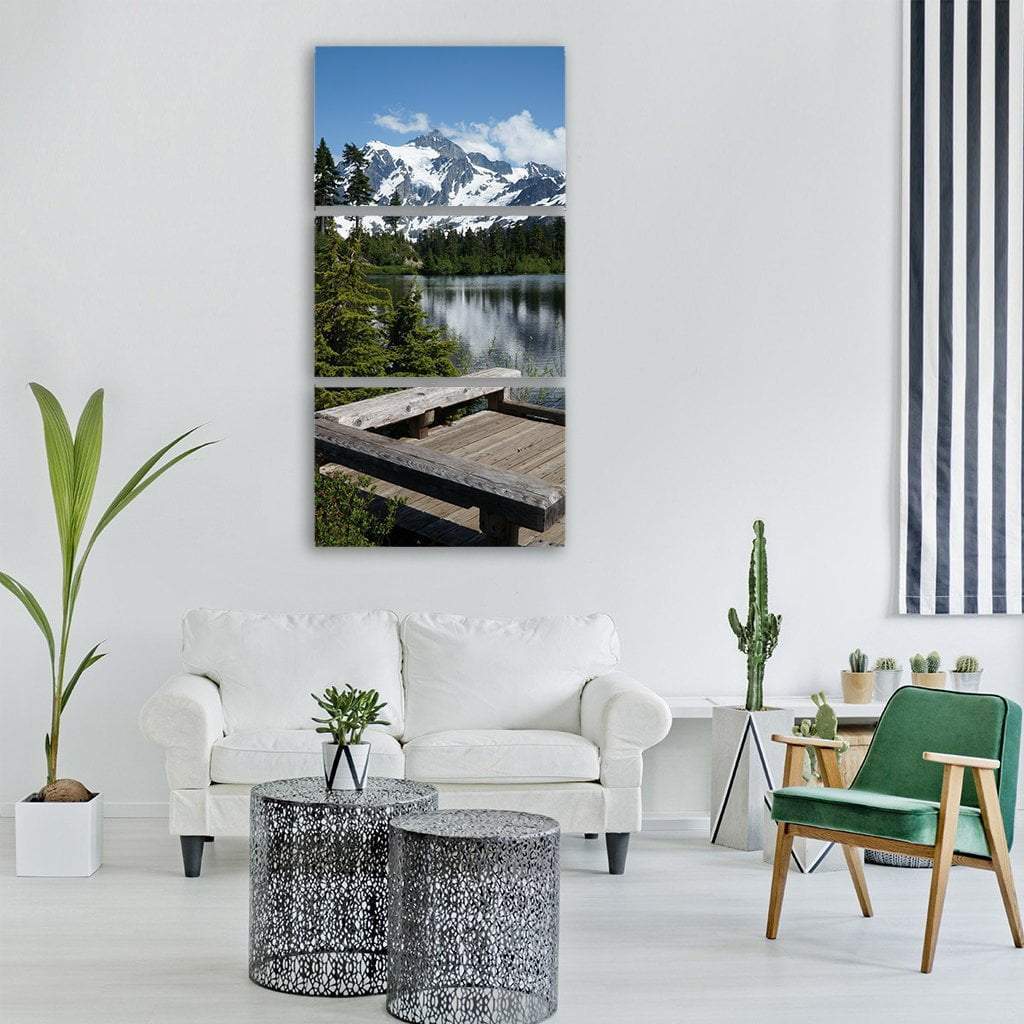 Mountain Reflection On Lake Vertical Canvas Wall Art-3 Vertical-Gallery Wrap-12" x 25"-Tiaracle