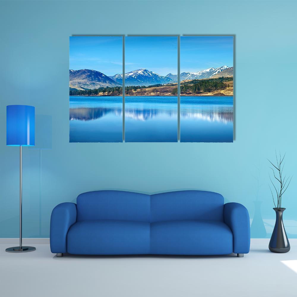 Scottish Highlands Lake Canvas Wall Art-4 Pop-Gallery Wrap-50" x 32"-Tiaracle