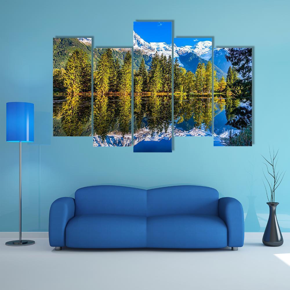 Mountain Resort Of Chamonix Canvas Wall Art-5 Pop-Gallery Wrap-47" x 32"-Tiaracle