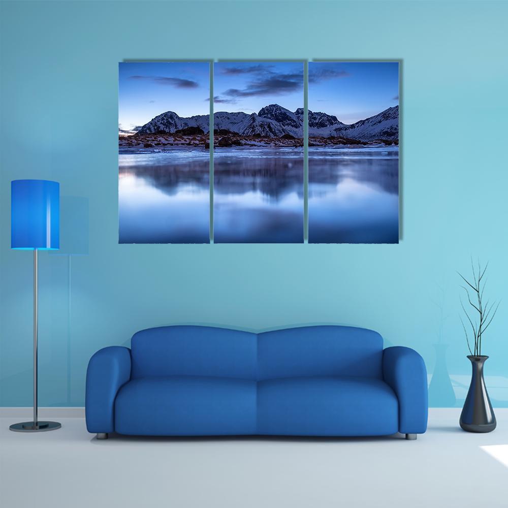 Mountain Ridge &amp; Lake Canvas Wall Art-3 Horizontal-Gallery Wrap-37" x 24"-Tiaracle