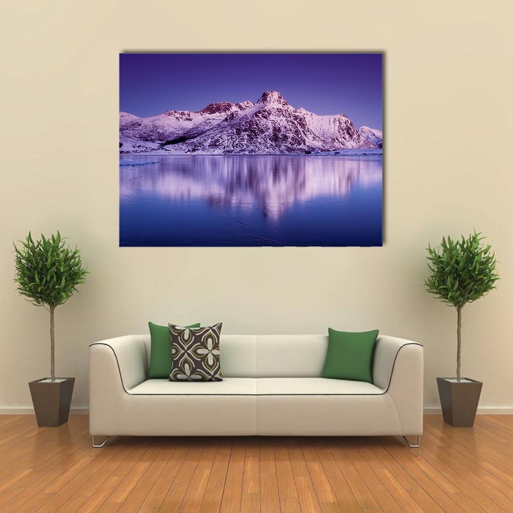 Amazing Mountain Ridge & Lake Canvas Wall Art-1 Piece-Gallery Wrap-48" x 32"-Tiaracle