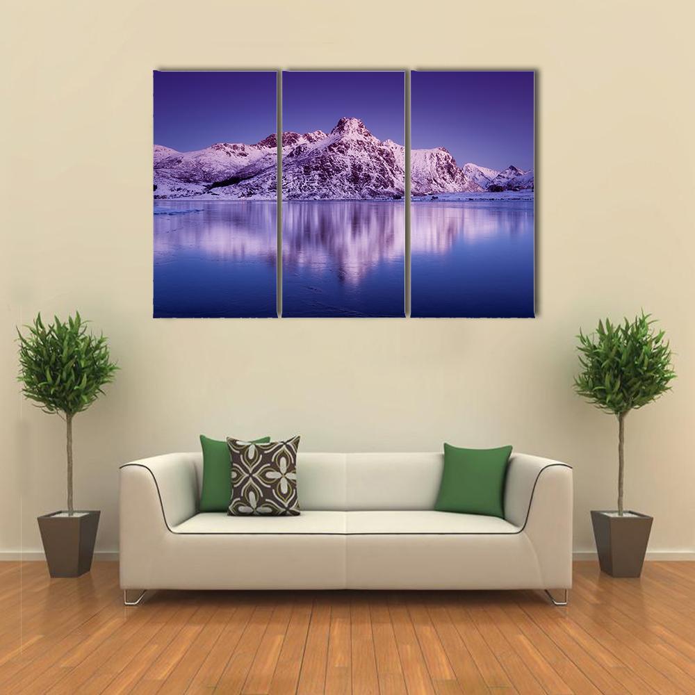 Amazing Mountain Ridge & Lake Canvas Wall Art-5 Star-Gallery Wrap-62" x 32"-Tiaracle