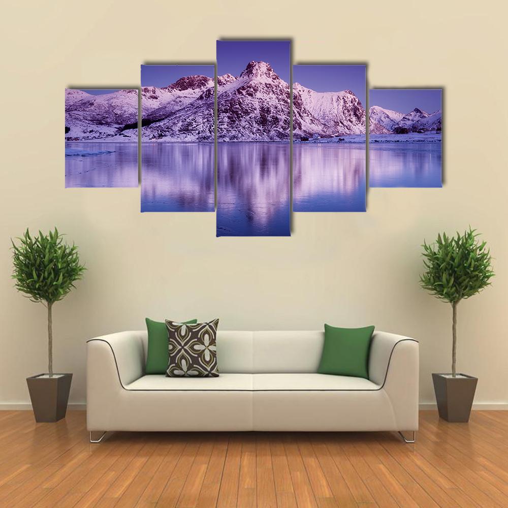 Amazing Mountain Ridge &amp; Lake Canvas Wall Art-5 Star-Gallery Wrap-62" x 32"-Tiaracle