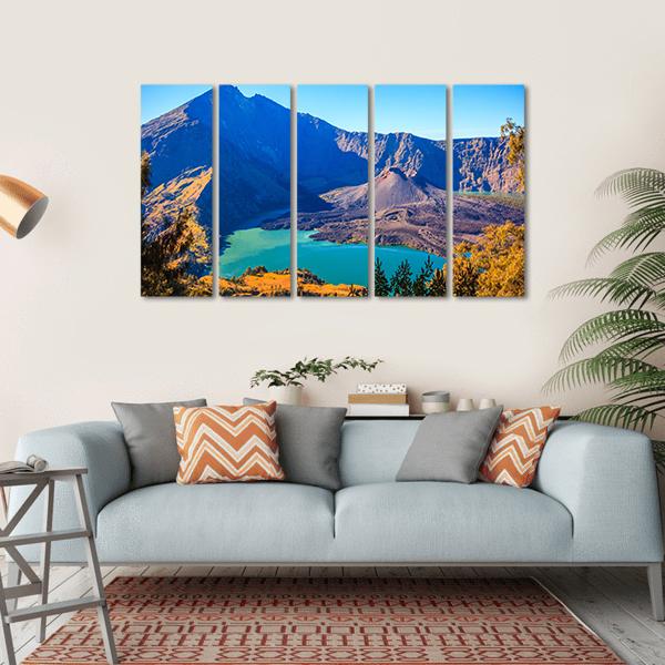 Mount Rinjani With Lake Canvas Wall Art-5 Horizontal-Gallery Wrap-22" x 12"-Tiaracle