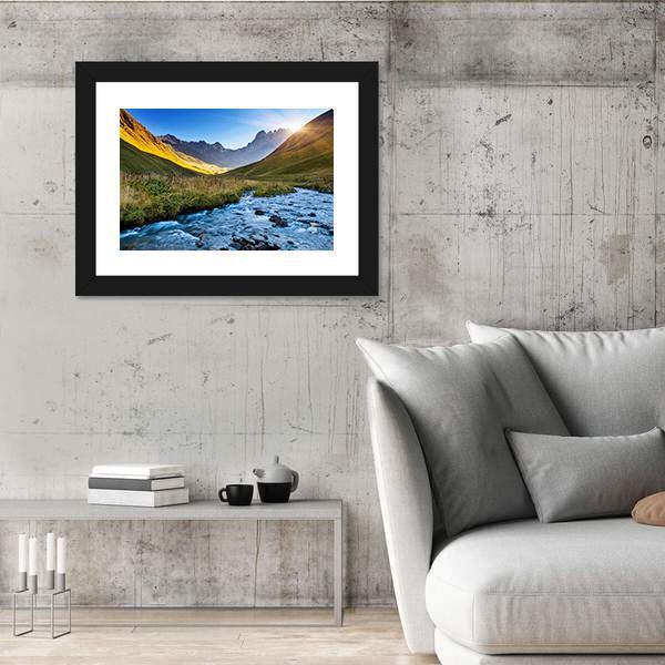 Mountain River In Summer Canvas Wall Art-5 Horizontal-Gallery Wrap-22" x 12"-Tiaracle