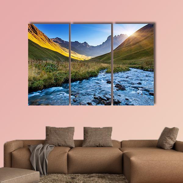 Mountain River In Summer Canvas Wall Art-3 Horizontal-Gallery Wrap-25" x 16"-Tiaracle