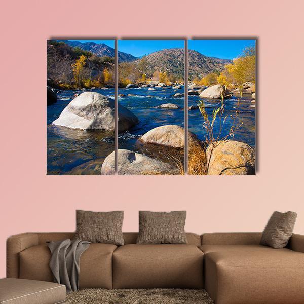 River In Sierra Nevada Canvas Wall Art-3 Horizontal-Gallery Wrap-37" x 24"-Tiaracle