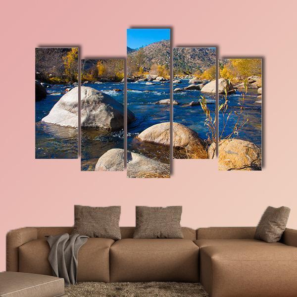 River In Sierra Nevada Canvas Wall Art-5 Pop-Gallery Wrap-47" x 32"-Tiaracle