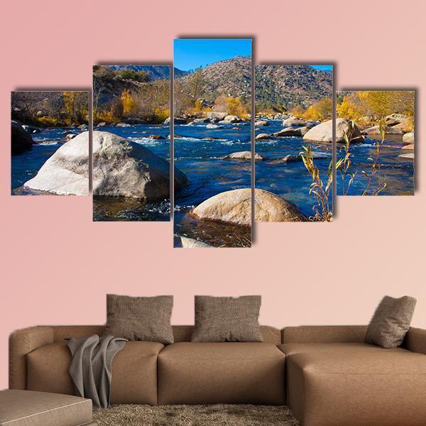 River In Sierra Nevada Canvas Wall Art-5 Star-Gallery Wrap-62" x 32"-Tiaracle